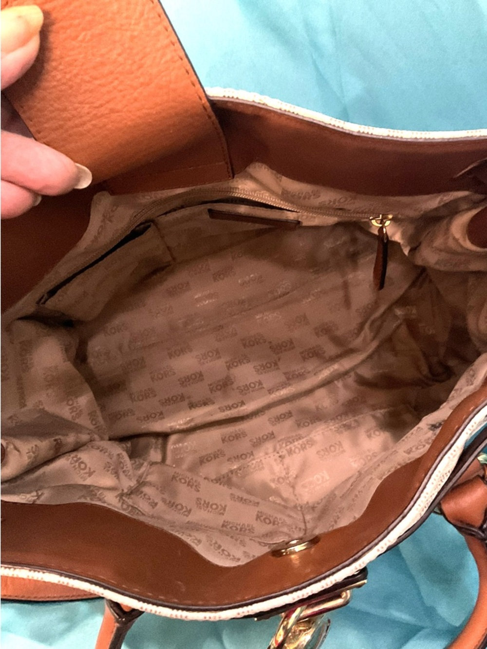 MICHAEL KORS Hamilton Large Vanilla Brown Monogram Tote/Shoulder Bag - Picture 12 of 14